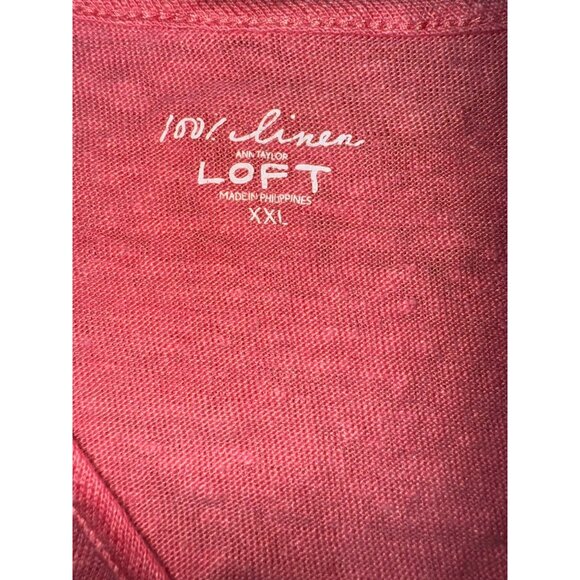 Ann Taylor Loft Womens‎ Scoop Neck Pink Linen Top XXL Boho Casual Summer Beach - Picture 4 of 6